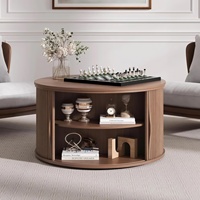 Table à manger moderne de style liftant avec rangement et plateau central en bois rainuré - Meuble de salle à manger écologique assemblé