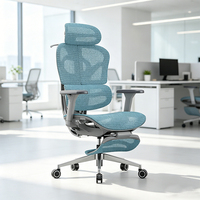 Chaise de bureau ergonomique avec soutien lombaire réglable, dossier en maille, accoudoirs 4D en PU, appui-tête en U 4D, fonction pivotante