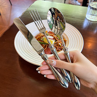 Cuillère de service en acier inoxydable 304, style moderne et minimaliste, avec manche en forme de gourde, finition miroir haut de gamme, directement de l'usine