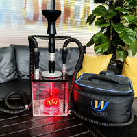 Ensemble complet de chicha arabe en métal avec kit de tuyau éclairé par LED, design moderne et minimaliste, accessoires de chicha complets