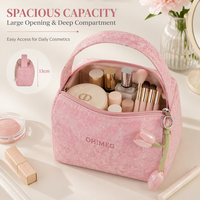 Pochette à cosmétiques personnalisée à clous, en tissu composite effet vieilli, avec poignée supérieure, trousse de toilette de voyage pour femmes