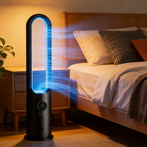 <span class=keywords><strong>Ventilateur</strong></span> de sol sans pales électrique, sécurisé pour la maison, avec télécommande, oscillant, pour extérieur et camping-car - Product Image 1