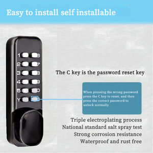 Serrure <span class=keywords><strong>de</strong></span> mot <span class=keywords><strong>de</strong></span> passe numérique étanche pour cour extérieure avec <span class=keywords><strong>poignée</strong></span> en alliage d'aluminium durable à clé unique et serrure <span class=keywords><strong>de</strong></span> <span class=keywords><strong>porte</strong></span> mécanique à languette - Product Image 4