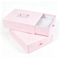 Boîte à tiroir rigide rose écologique personnalisée avec poignée en corde pour l'emballage de chaussettes en fourrure et de vêtements, personnalisation en petites séries disponible