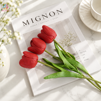 Bunga Tulip PU Realistis Sentuhan Lembut, Tulip Imitasi untuk Dekorasi Rumah, Buket Pernikahan, Hiasan Meja