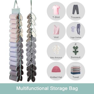 Bolsa de almacenamiento colgante de doble cara con 24 compartimentos para ropa, toallas, pantalones de yoga, organizador transparente para la parte posterior de la puerta, montado en la pared - Product Image 4