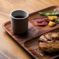 Assiette à dîner 3 compartiments en bois de noyer de luxe, plateau de service carré en bois pour pain et collation