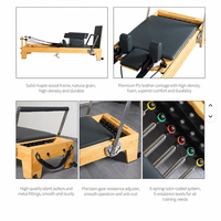 Machine de yoga Reformer en bois d'érable, 6 ressorts, 5 vitesses, durable, portable, qualité professionnelle, ensemble complet, certifiée CE, OEM, pour salle de sport et fitness
