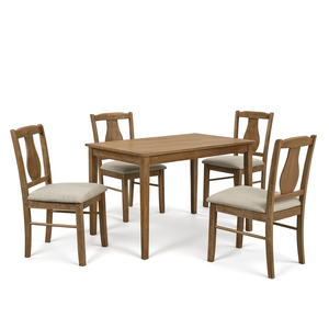 Set da Pranzo in Rovere Invecchiato a 5 Pezzi con Sedute Imbottite, Stile Rustico, Arredamento per la Casa - Product Image 1