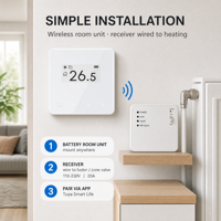 Thermostat sans fil WiFi RF HY213RF avec récepteur, contrôle par application Tuya Smart Life, 20A 110-230V, chauffage central hydronique