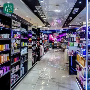 Wood Cosmetic Countertop Display Perfume Store Counter Custom Wig Showcases Display Beauty Supply Store Shelf