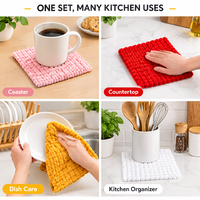 Lingette de cuisine en crochet au point mousse pour usage quotidien, durable, réutilisable, douce et absorbante, idéale pour les tâches de nettoyage de Noël en cuisine