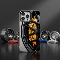 Coque de téléphone de luxe pour voiture de sport avec design de disque de frein, en TPU antichoc et anti-traces de doigts pour 17/16/15/14 13 Pro Max
