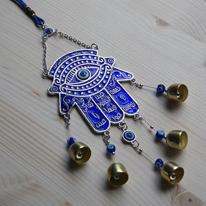 Ornement oeil bleu grec turc oeil <span class=keywords><strong>du</strong></span> <span class=keywords><strong>diable</strong></span> métal palmier carillon éolien pendentif décoration murale - Product Image 4