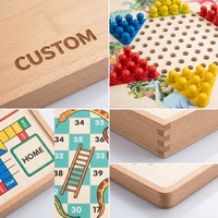Jeu de société multifonctionnel en bois 6-en-1 personnalisé OEM : Dames chinoises, Ludo, Gomoku, Serpents et Échelles, Solitaire – Jouet éducatif pour la famille et les fêtes