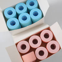 Bande adhésive bleue pour cils, en gel de silicone, pour peaux sensibles, avec logo personnalisé, en micro-mousse rose, pour extensions de cils