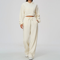 Ensemble de survêtement léger et respirant pour l'automne/hiver, coupe ample, décontracté, avec capuche, fermeture éclair, cardigan long, pour le sport et le fitness, logo sur le devant