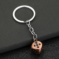 Porte-clés mini dés vintage tendance en alliage de zinc, étanche, léger, avec mousqueton et pendentif porte-bonheur, vente en gros