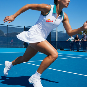 Pakaian Tenis Logo Kustom Wanita Tanpa Lengan Polo Zipper Dress Tenis Cepat Kering Bernapas Dress Olahraga untuk Wanita Tenis Golf - Product Image 2