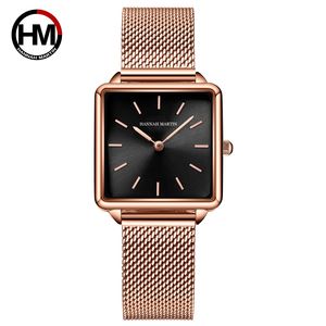 Montres à quartz pour femmes de la marque HANNAH MARTIN, fabriquées en acier inoxydable, style business, personnalisées, luxueuses, simples, carrées. - Product Image 5
