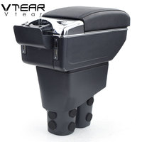 Vtear – Boîte de rangement élégante en ABS et cuir PU avec accoudoir coulissant avant et porte-gobelet pour Honda City 2010-2013