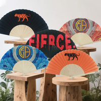 Abanico Plegable de Tela de Seda con Logotipo Personalizado de Fábrica, Abanicos de Madera Hechos a Mano para Bodas, Fiestas y Eventos