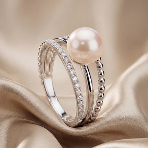 Freshwater Pearl <b>Ring</b> S925 Silver Jewelry Multi Row Beaded Zircon <b>Adjustable</b> <b>Ring</b> For Women Wholesale - Product Image 5