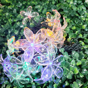 Guirlande lumineuse LED en forme de fleur colorée, <span class=keywords><strong>rideau</strong></span> de fée <span class=keywords><strong>solaire</strong></span> en cuivre pour jardin de Noël, mariage et fête, IP44 - Product Image 1