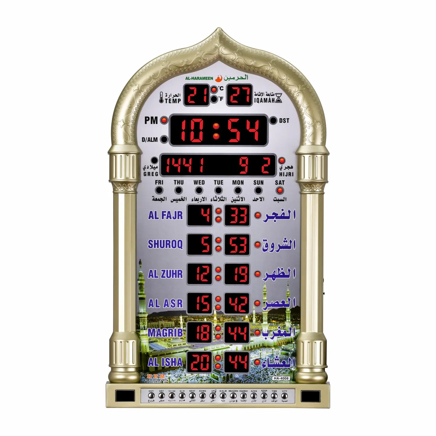 ขายส่งสวดมนต์ดิจิตอลของชาวมุสลิมเวลาเมืองโลกอัตโนมัติมัลติฟังก์ชั่นนาฬิกาอิสลาม Osque มุสลิม AZAN