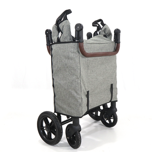 新型4人乗り子供用トロリーガーデンカート折りたたみ式ベビーカーワゴン（キャノピーとスナックトレイ付き） - Product Image 6