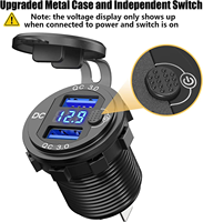 Prise allume-cigare 12V 3-en-1 étanche avec double port USB QC3.0 pour camping-car, bateau et véhicule marin