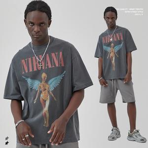 เสื้อยืดโอเวอร์ไซส์พิมพ์ลาย แขนสั้น สีเทา สไตล์สตรีท คอกลม ผ้าคอตตอนเจอร์ซีย์ ระบายอากาศได้ดี ทรงพอดีตัว - Product Image 1