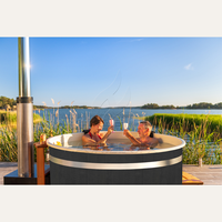Hachillspa 7 personnes Bain à remous au bois Doublure en acrylique en bois massif Chauffage extérieur alimenté par prise modèle HT10 pour la thérapie par la chaleur en plein air