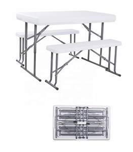 <span class=keywords><strong>Set</strong></span> <span class=keywords><strong>Tavolo</strong></span> <span class=keywords><strong>e</strong></span> Panchina Pieghevole per Esterni in HDPE Riciclato, Moderno ed Ecologico, Ideale per Cortile - Product Image 1