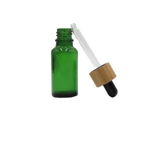 Luxuriöse 30 ml 50 ml grüne glastropfflasche mit Bambuskappe