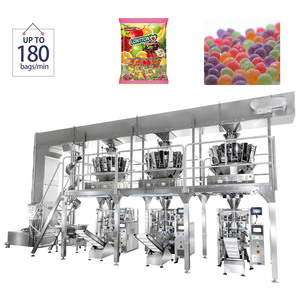 Automatic Soft Candy Dried Fruit Nuts Snack Packing Machine Small Bag Multihead Weigher Vertical Rice Packaging Production Line