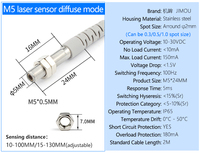 DC 3 kabel efektif tinggi NPN PNP 150mm sensor penyebar laser jarak jauh untuk mendeteksi jarak posisi objek