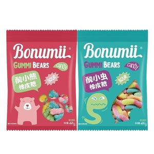 Bonbons Gélifiés <span class=keywords><strong>en</strong></span> Forme de Vers, de Chinchillas, de Petits Ours et de Cœurs, Saveur Barbe à Papa, <span class=keywords><strong>Sucre</strong></span> Roux, Étoiles Multicolores, Couleur Sable Acide, Sachet 60g - Product Image 5
