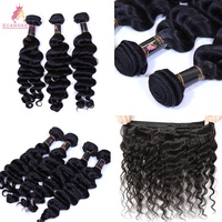 Extensions de cheveux humains indiens en gros, ondulés, noir naturel, double trame machine, 100% cheveux humains vierges Remy, lot promotionnel