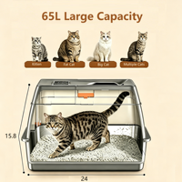 Nouvelle conception de bac à litière pour chat en acier inoxydable avec pelle, design à bords hauts et dessus ouvert, toilette pour chat écologique