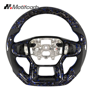 พวงมาลัยคาร์บอนไฟเบอร์ฟอร์จสีน้ำเงินแบบกำหนดเองสำหรับฟอร์ด เรนเจอร์ แร็พเตอร์ ปี 2023-2026 อุปกรณ์ตกแต่งภายในรถยนต์ - Product Image 1