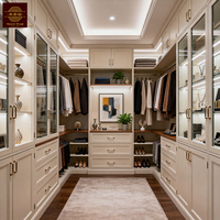 Système de dressing ouvert de luxe moderne en bois de style Shaker pour vêtements, chaussures et meubles de chambre