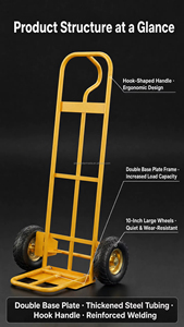 110cm Beweglicher Handwagen 24,5cm Pneumatisches Rad 200kg Tragfähigkeit für Geländeeinsatz - Product Image 4