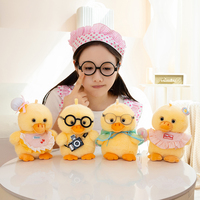Vente directe usine : Adorable ensemble de jouets en peluche canard jaune, avec tenue de canard en peluche à habiller (lunettes, appareil photo, bavoir) pour cadeau d'anniversaire pour enfants