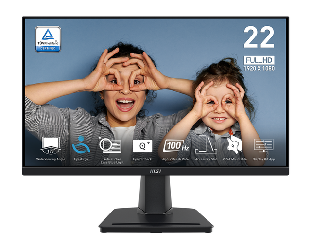 Household PC Monitor IPS MSI PRO MP225V 1920 X 1080 (FHD) 22inch EYE Care Business Productivity Monitor