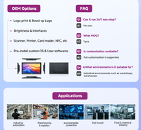 Monitor Táctil Industrial DC12V/24V de 12.4/15/17/21.5/23.6 Pulgadas, Panel PC con Sistema Operativo Ubuntu o Debian, WIFI, RS232, RJ45, RS485, 4G para HMI