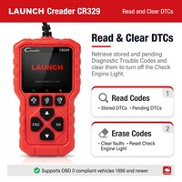 Escáner de Diagnóstico de Vehículos Avanzado LAUNCH CR329, Pantalla de 2.8 Pulgadas, Memoria Flash de 32Mbit, Ajuste de Contraste, Modo de Control de Sonido, Curva de Datos en Vivo Modo 8