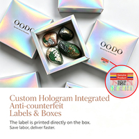 Boîte d'emballage de luxe personnalisée et recyclable pour collier holographique, avec code QR, estampage à chaud argenté, fournisseur OEM de bijoux en gros