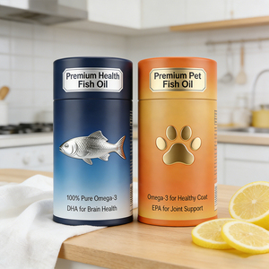 Boîte <span class=keywords><strong>en</strong></span> papier écologique de qualité alimentaire pour capsules d'huile de poisson, tube de complément alimentaire pour animaux de compagnie, emballage personnalisé imprimé - Product Image 2