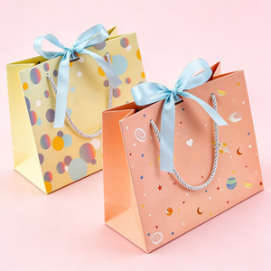 Bolsas de Regalo Pequeñas de Papel Reutilizables con Asas, Bolsas de Fiesta con Lazo Dorado, <span class=keywords><strong>Mini</strong></span> Bolsas de Regalo Rosas para Cumpleaños - Product Image 2